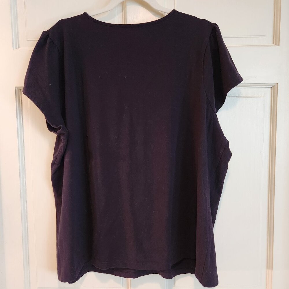 Mandarin Blue Lace Trim‎ V-Neck Tee Black / Size 3X - Picture 4 of 8